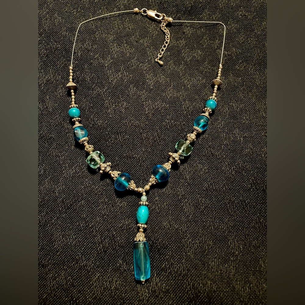 Elegant Aqua Blue Beaded Necklace